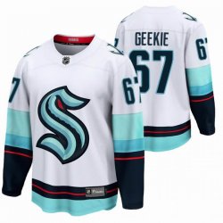 Custom Adidas Seattle Kraken #67 Morgan Geekie white hockey jersey