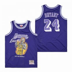 Los Angeless Lakers #8 and #24 Kobe Bryant Throwback purple basketball Jerseys-SG