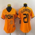 Youth Nike Pittsburgh Pirates #21 Roberto Clemente gold majestic baseball jerseys city version-BD 02