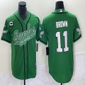 Nike Eagles #11 Carson A.J. Brown green baseball jerseys Joint name with C patch-BD 02