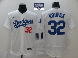 Nike Los Angeles Dodgers 32# Sandy Koufax White mlb baseball jerseys 2020 Majestic MLB World Series