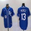 Kansas City Royals #13 Salvador Perez blue nike mlb baseball jersey 03