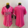 Women Nike Green Bay Packers blank pink baseball jerseys Joint name-BD