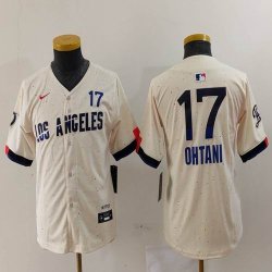 Youth Nike Los Angeles Dodgers #17 Shohei Ohtani beige fashion majestic baseball Jerseys-BD 03