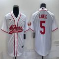 Nike San Francisco 49ers #5 Trey Lance white baseball jerseys Joint name-BD