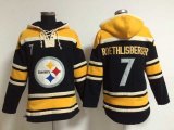 Pittsburgh Steelers #7 Ben Roethlisberger Black yellow nfl Hooded Sweatshirt