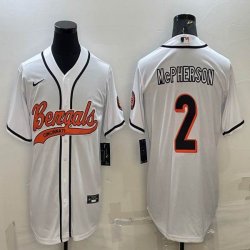 Nike Cincinnati Bengals #2 Evan McPherson white baseball jerseys Joint name-BD