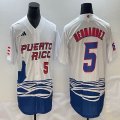 Puerto Rico Baseball #5 Enrique Hernandez White 2023 World Baseball Classic Replica Player Jersey 02