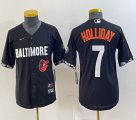 Youth Nike Baltimore Orioles #7 Holliday black majestic baseball jersey-BD