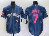 2023 World Cup Mexico #7 Julio Urias blue majestic baseball jerseys 09