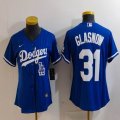 Women Nike Los Angeles Dodgers #31 Tyler Glasnow blue MLB baseball Jersey-Joint name-BD 02