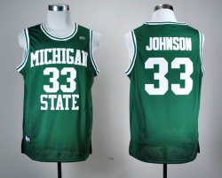 HC Michigan State Spartans Earvin Magic Johnson 33 Green College Hardwood Legends Basketball Jersey