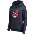 Cleveland Indians Women's Team Color Primary Logo Pullover Hoodie - Navy