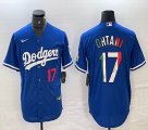 Los Angeles Dodgers #17 Shohei Ohtani Nike blue throwback majestic baseball Jersey-BD 01