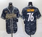 Nike Steelers #76 Fautanu gray camo baseball Joint name -BD