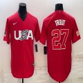 2023 World Cup #27 Mike Trout red USA majestic baseball jerseys 08