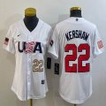 Women 2023 World Cup #22 Clayton Kershaw white USA majestic baseball jerseys 07