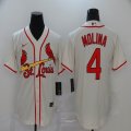 Nike St.Louis Cardinals #4 Yadier Molina beige majestic baseball jerseys