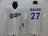 Custom Los Angeles Dodgers #27 Trevor Bauer white majestic baseball jersey