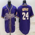 Nike Los Angeless Lakers #24 Kobe Bryant purple baseball jerseys Joint name-BD