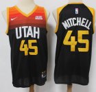 Nike Utah Jazz #45 Donovan Mitchell Black orange yellow nba Jersey city version-s8