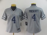 women Nike Cowboys #4 Dak Prescott Gray Color Rush Limited Jersey Inverted version