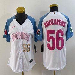 Youth 2023 World Cup Mexico #56 Randy Arozarena white skyblue majestic baseball jerseys 17