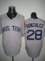 Mlb Boston Red Sox 28 GONZALEZ gray jersey