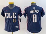 Youth Nike Cleveland Indians #0 Andres Gimenez blue majestic baseball jersey -BD 06