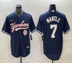 Nike New York Yankees #7 Mickey Mantle blue MLB baseball Jersey Joint name 03