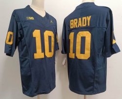 Michigan Wolverines #10 Tom Brady dark blue College Football Limited Jersey 03