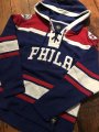 Custom Philadelphia 76ers blue red beige NBA Hooded Sweatshirt