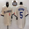 Dodgers #5 Freddie Freeman beige fashion majestic baseball jerseys 02