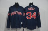 Boston Red Sox #34 David Ortiz blue long sleeves basebll jersey