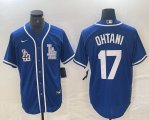 Nike Los Angeles Dodgers #17 Shohei Ohtani blue MLB baseball Jersey Joint name -BD 01