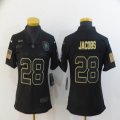 Women Nike Oakland Raiders #28 Josh Jacobs throwback black Salute to Service Limited Jersey-BD