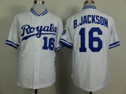 Kansas City Royals 16 Bo Jackson white throwback mlb jerseys