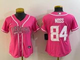 Youth Nike Minnesota Vikings #84 Randy Moss pink baseball jerseys Joint name-BD