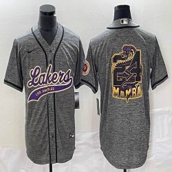 Nike Los Angeless Lakers #24 Kobe Bryant Hemp grey baseball jerseys Joint name MAMBA-BD