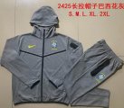 2024-2025 Brazil team Hemp grey sports Hooded Sweatshirt with Long Trousers F573