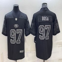 Nike 49ers #97 Nick Bosa black Color Rush Limited Jersey Reflective version