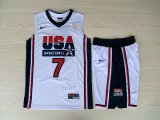 USA National Team #7 Bird White Retro Basketball Suit