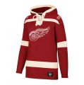 Custom Detroit Red Wings red beige NHL Hooded Sweatshirt