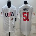 2023 World Cup #51 Singer white majestic baseball jerseys 11