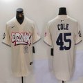 Nike New York Yankees #45 Gerrit Cole beige majestic baseball Jersey Joint name 02