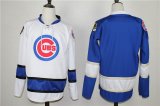 Custom Chicago Cubs blank white blue long sleeves baseball jersey