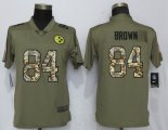 Women Nike Pittsburgh Steelers 84 Brown Olive Camo Carson 2017 Salute to Service Elite Player