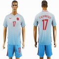 2016 Turkey team CALHANOGLU #17 skyblue soccer jersey away