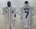 Nike Los Angeles Dodgers #7 Julio Urias white MLB baseball Jersey Joint name -BD 01