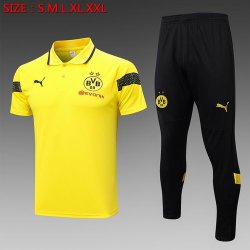 2023-2024 Dortmund Club yellow black Polo Soccer uniforms with Long Trousers -C988